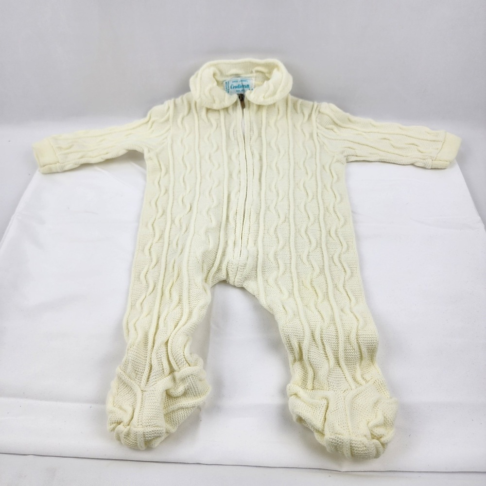 Vintage Cradlecraft Baby Acrylic Nylon Footie‎ Baby Isreal 3/6 yellow tint gift